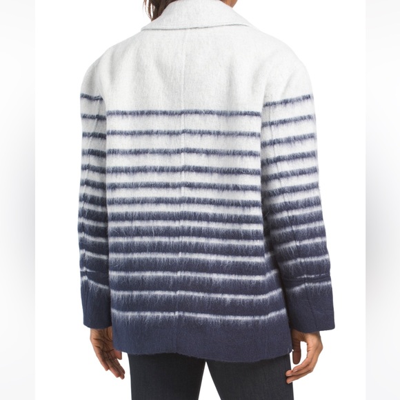 AVEC LES FILLES Oversized Wool Blend Coat S-M Gray Blue - Picture 2 of 7